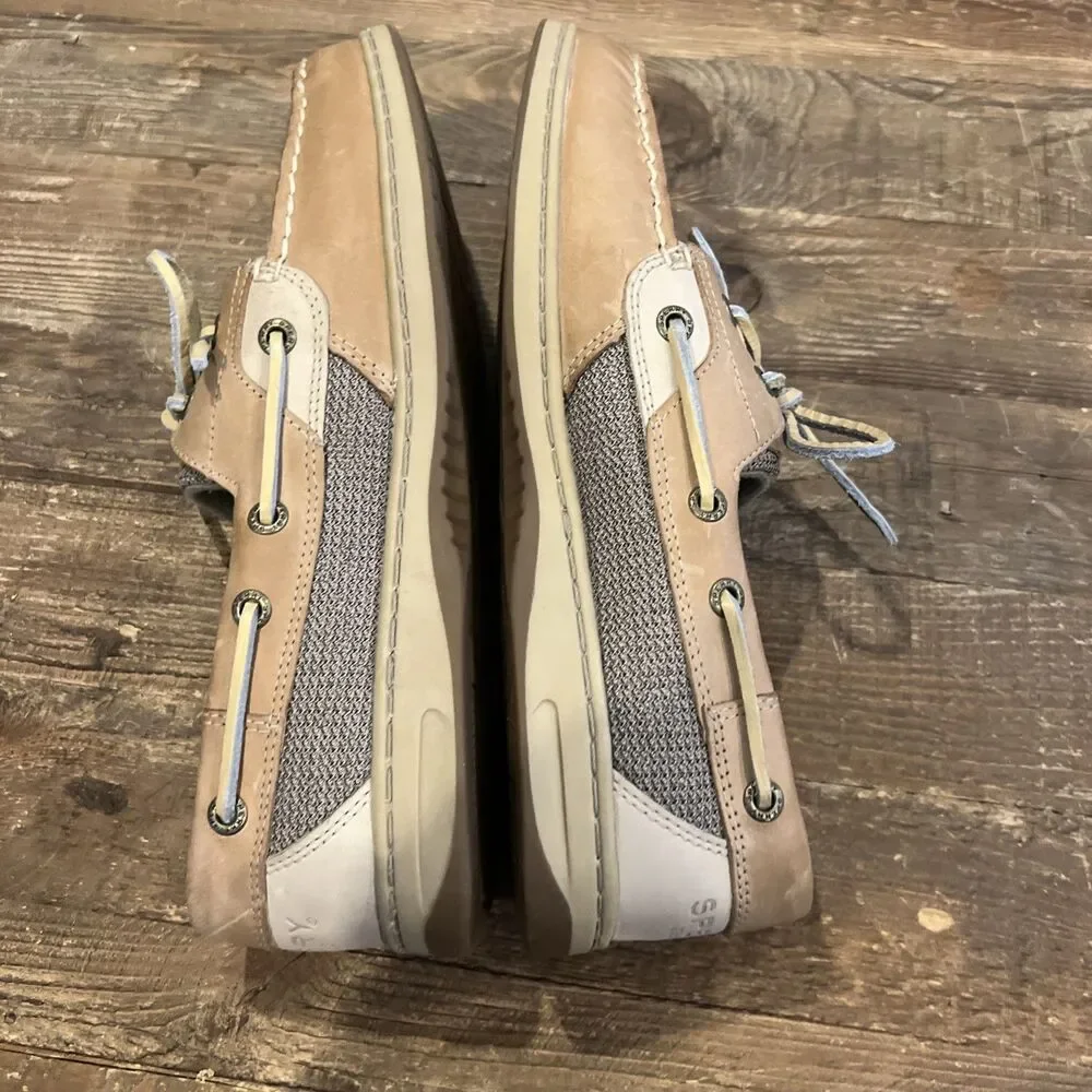 New Sperry Top Sider Bluefish 2 Eye Boat Shoes Linen Oat Womens Sz 8.5 W 9276619